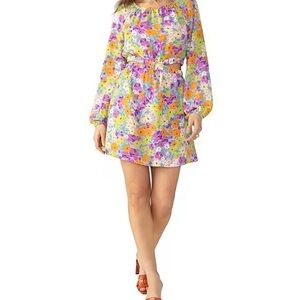 Sanctuary Floral Elastic Waist Cut-Out Mini Dress